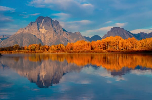 Обои США, штат Вайоминг, национальный парк Гранд-Титон, Oxbow Bend, осень