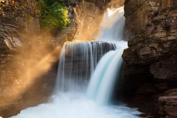 Обои St. Mary Falls, Glacier National Park, лес, Montana, природа, водопад