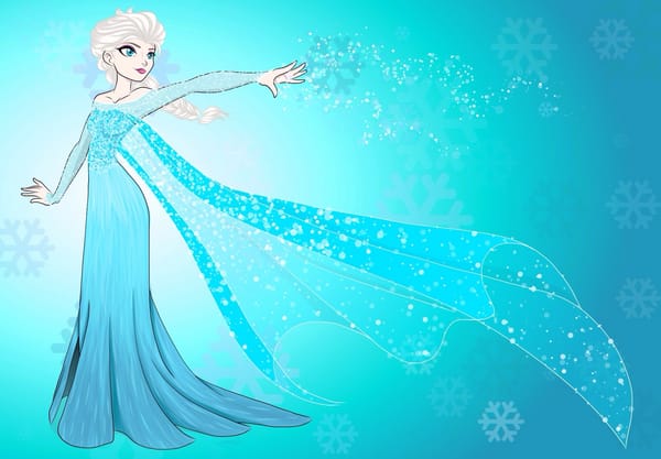 Обои Frozen, платье, Холодное сердце, снежинки, Queen Elsa