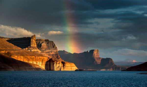 Обои Padre Bay, Lake Powell, Arizona, радуга, горы, Аризона, озеро Пауэлл, озеро, водохранилище Пауэлл