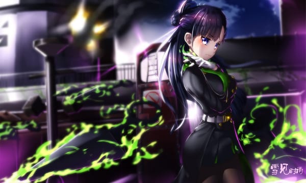 Обои арт, магия, оружие, hk, Owari no Seraph, девушка, shigure yukimi, дым, аниме