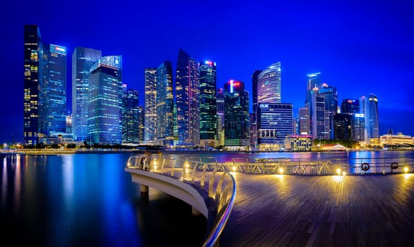 Обои Singapore, ночной город, Сингапур, небоскрёбы, здания