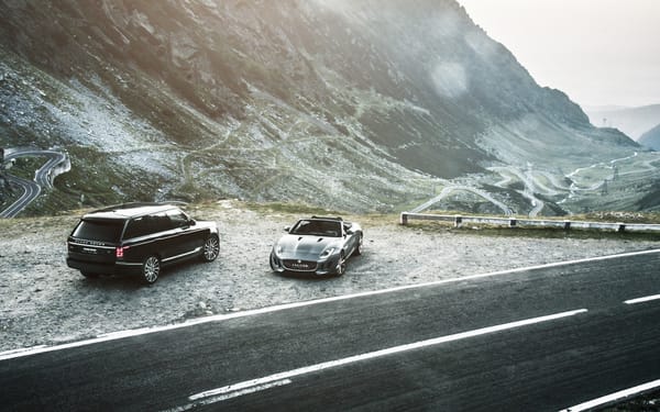 Обои jaguar f-type, range rover, car, горы