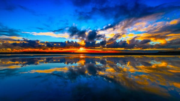 Обои Kuku Beach, отражение, Пролив Кука, New Zealand, море, облака, Manakau, Cook Strait, Манакау, Новая Зеландия, закат