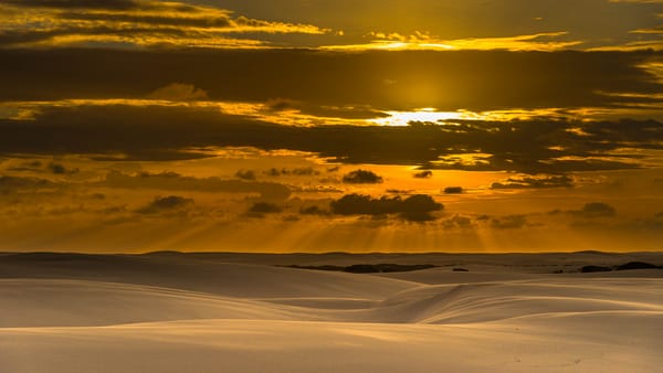 Обои Sunset at Lençóis Maranhenses, Brasil, Maranhão