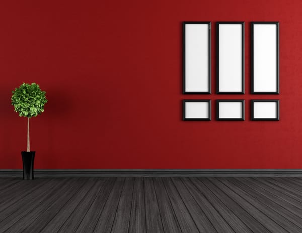 Обои wall, red, white boxes with black frame, ground