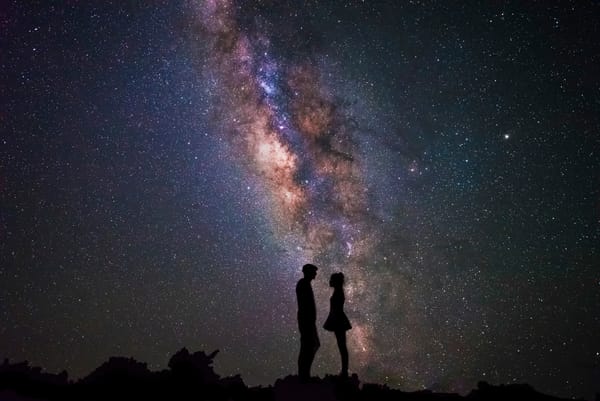 Обои astrophotograpy, силуэты, звёзды, Isaac Gautschi, ночь, пара