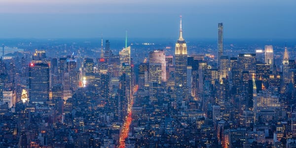 Обои Manhattan, панорама, здания, ночной город, Нью-Йорк, Манхэттен, небоскрёбы, New York City