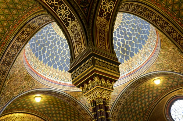 Обои Испанская синагога, колонна, арка, Чехия, архитектура, Прага