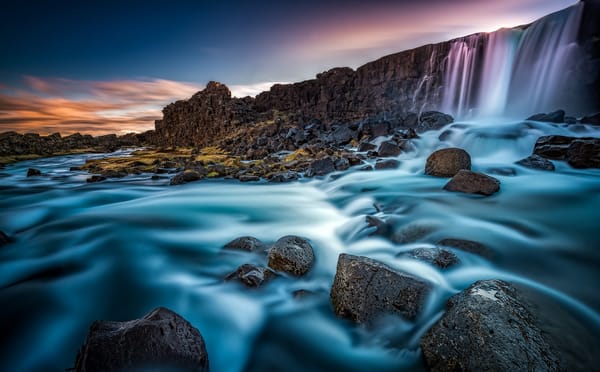 Обои Oxararfoss, стена, Iceland, водопад, Oxara river, камни, река, Эхсараурфосс, река Эхсарау, Arnessysla, Исландия