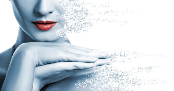 Обои lips, disintegrating, effect, woman