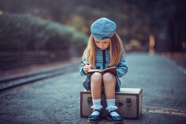 Обои Young Travelers, девочка, чемодан, дорога