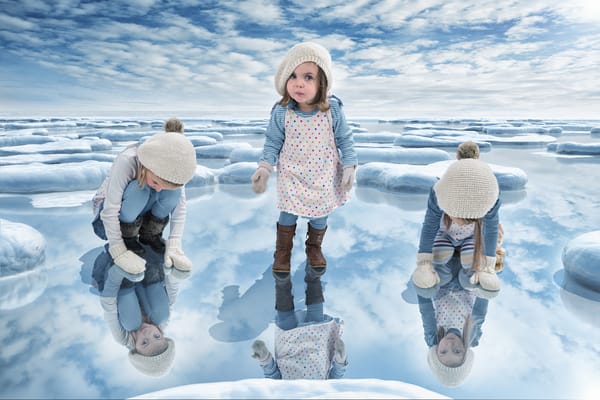 Обои Just a frozen lake, девочки, снег, лёд