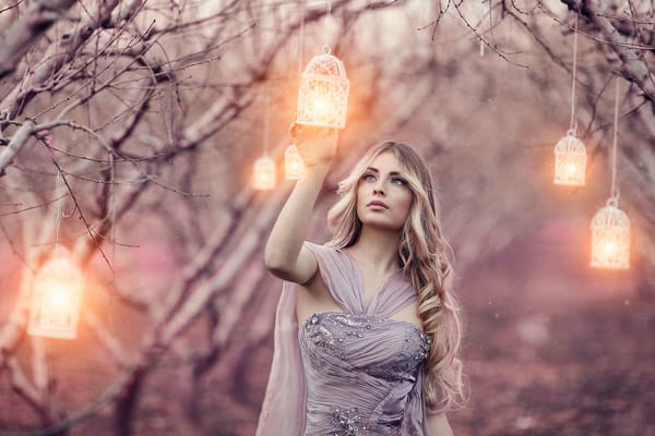 Обои Magic Lanterns, фонарики, девушка, Alessandro Di Cicco