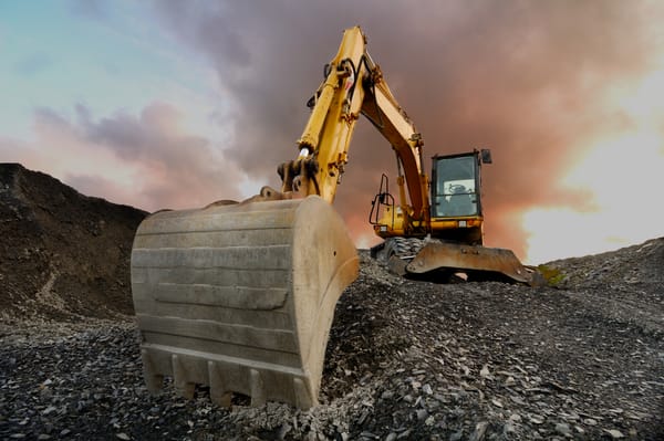 Обои excavator, seen almost face, shovel, earth