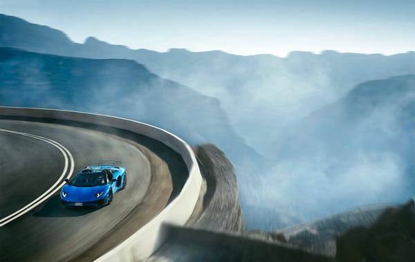Обои Lamborghini, Roadster, Supercar, LP 750-4, Landscape, Superveloce, Aventador, Blue