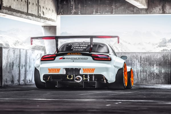 Обои mazda rx7, rx-7, hugo silva, virtual tuning, горы, car