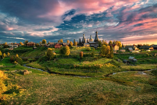 Обои Архангельская область, село, осень, Нёнокса