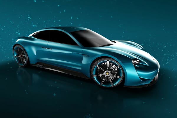 Обои Porsche Mission E, car, rendering, blue