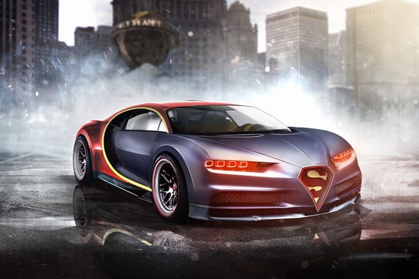 Обои Marvel, супергерой, авто, Bugatti Chiron, Бугатти, Superman, Марвел, Супермен, DC Superheroes