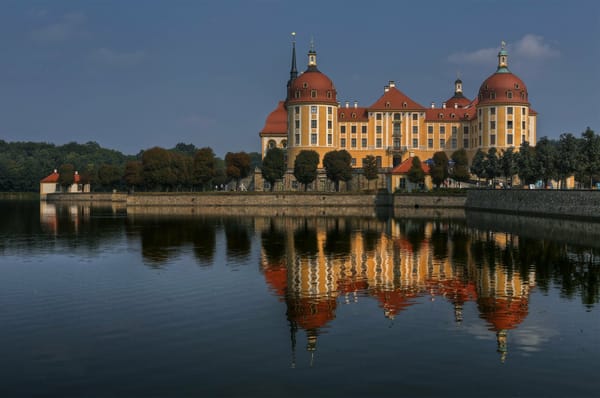 Обои Германия, город, Дрезден, вода, река, замок, Замок Морицбург, Moritzburg Castle