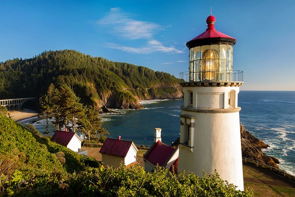 Обои heceta head light, lighthouse, oregon coast, природа, океан, пляж