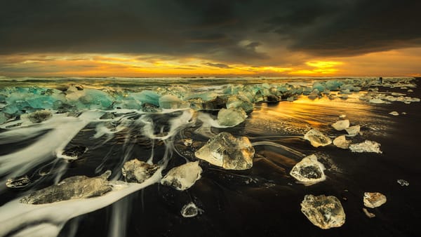 Обои море, куски льда, Diamond Beach, Pawel Kucharski, Исландия, берег