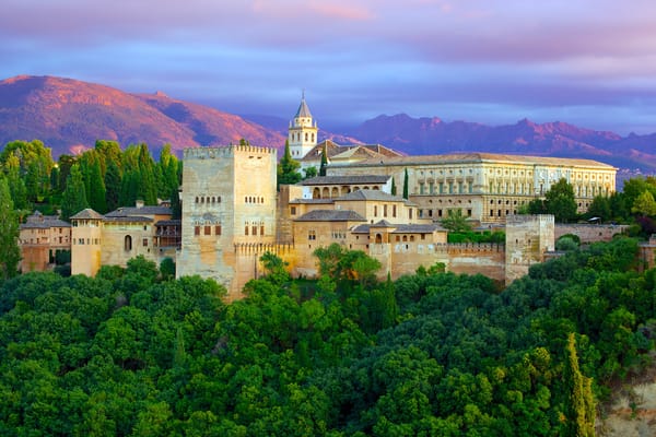 Обои Испания, замок, Город, Деревья, Alhambra Granada