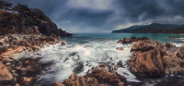 Обои панорама, скалы, Андрей Кровлин, Приморский край, Бухта Теляковского, море, осень