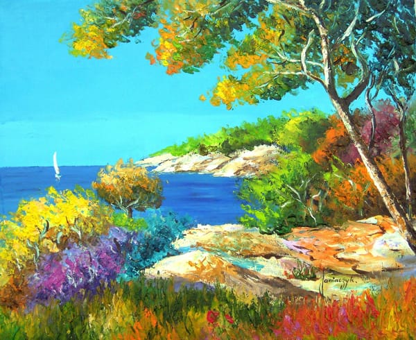 Обои sea, art, artist, impressionist, landscape, shore, jean marc janiaczyk