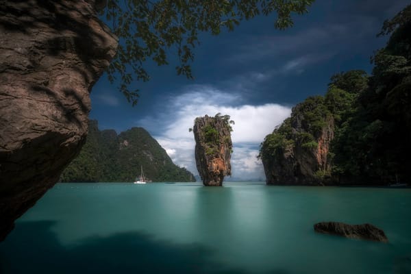Обои острова, лодка, остров, курорт, кхао пинг кан, james bond island, тайланд, таиланд, тропики
