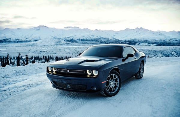 Обои снег, автомобили, додж, dodge challenger, зима