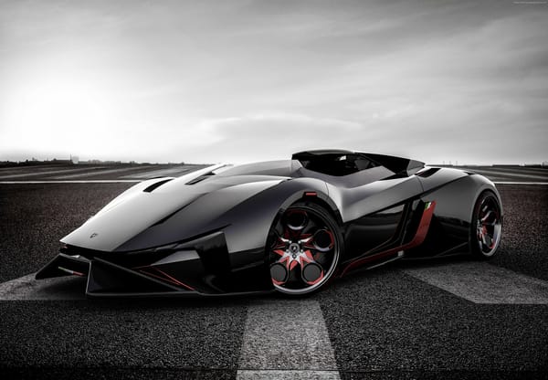 Обои Стильный черный электромобиль Lamborghini Diamante
