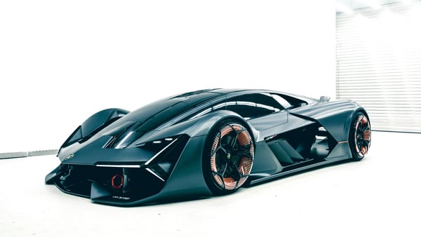 Обои Черный электрический автомобиль Lamborghini Terzo Millennio