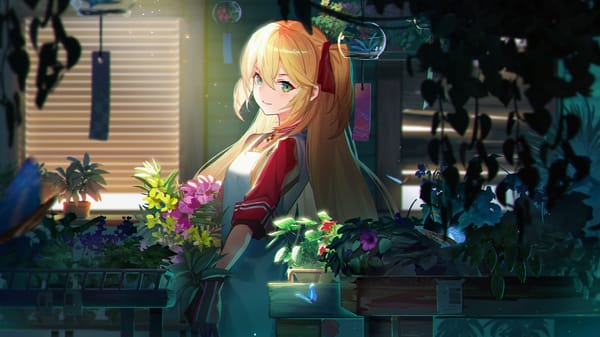 Обои Красивая девушка с цветами аниме Azur Lane