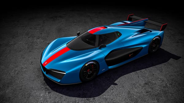 Обои Голубой гоночный автомобиль Pininfarina H2 Speed Front 2018