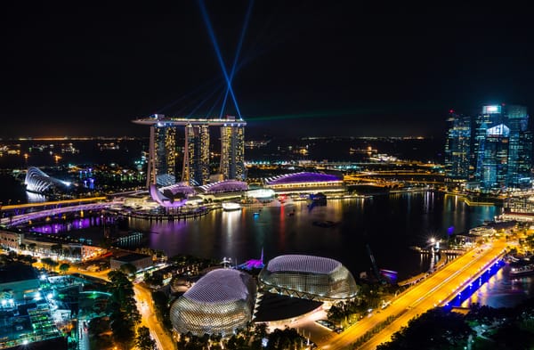 Обои Ночные огни залива Marina Bay Сингапур,Азия